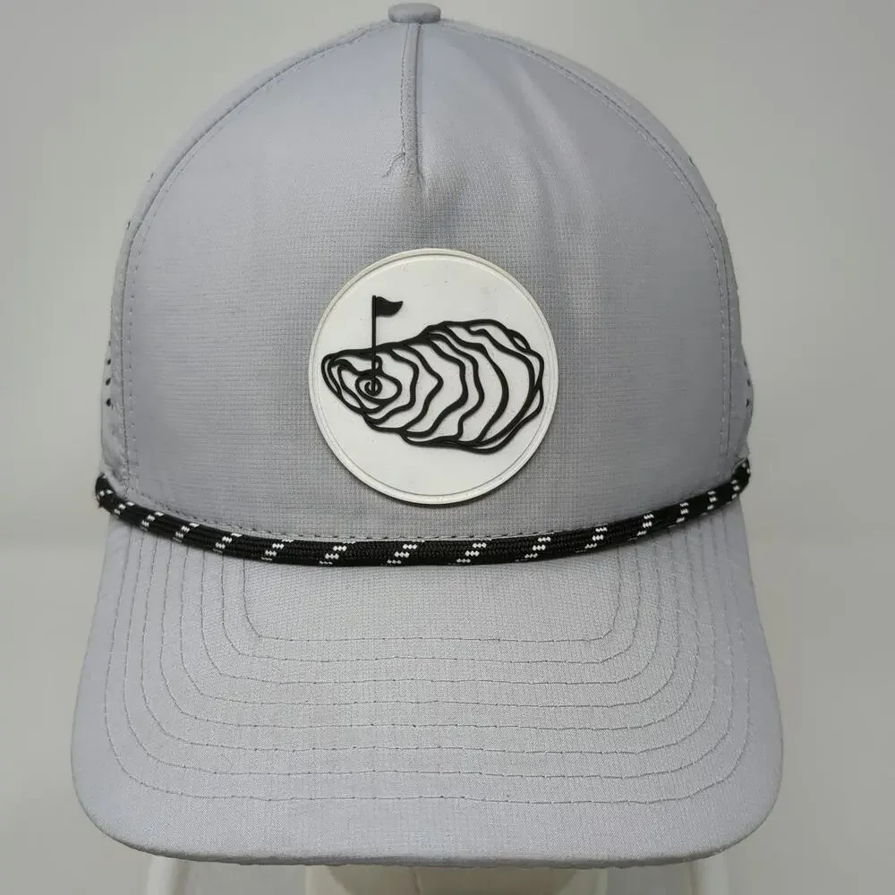 Oyster Brands Trucker Hat Gray One Size Snapback Rope Perf Golf Patch Breathable